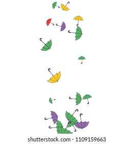 Pretty summer background with umbrellas. Umbrellas In Cartoon Free Style. Pattern Art Illustration Vector
