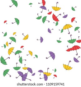 Pretty summer background with umbrellas. Umbrellas In Cartoon Free Style. Pattern Art Illustration Vector
