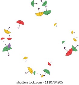 Pretty summer background with umbrellas. Umbrellas In Cartoon Free Style. Pattern Art Illustration Vector

