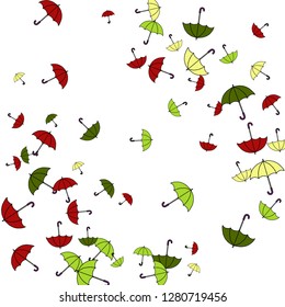 Pretty summer background with umbrellas. Umbrellas In Cartoon Free Style. Pattern Art Illustration Vector