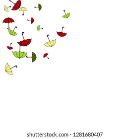 Pretty summer background with umbrellas. Umbrellas In Cartoon Free Style. Pattern Art Illustration Vector