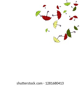 Pretty summer background with umbrellas. Umbrellas In Cartoon Free Style. Pattern Art Illustration Vector