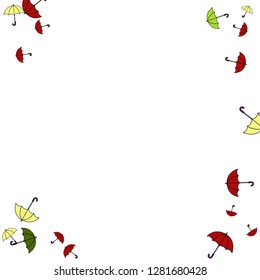 Pretty summer background with umbrellas. Umbrellas In Cartoon Free Style. Pattern Art Illustration Vector