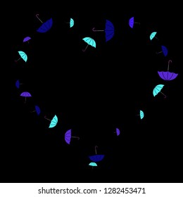 Pretty summer background with umbrellas. Umbrellas In Cartoon Free Style. Pattern Art Illustration Vector