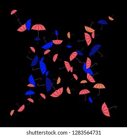 Pretty summer background with umbrellas. Umbrellas In Cartoon Free Style. Pattern Art Illustration Vector