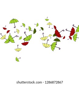 Pretty summer background with umbrellas. Umbrellas In Cartoon Free Style. Pattern Art Illustration Vector
