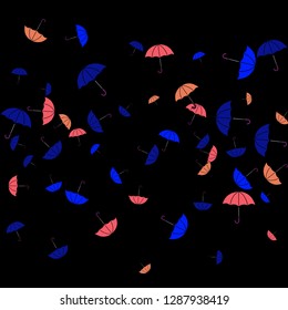 Pretty summer background with umbrellas. Umbrellas In Cartoon Free Style. Pattern Art Illustration Vector
