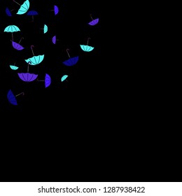 Pretty summer background with umbrellas. Umbrellas In Cartoon Free Style. Pattern Art Illustration Vector
