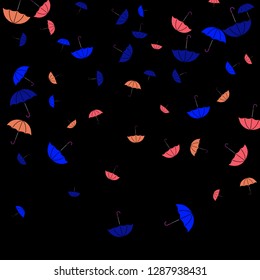 Pretty summer background with umbrellas. Umbrellas In Cartoon Free Style. Pattern Art Illustration Vector
