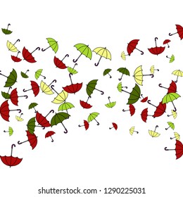 Pretty summer background with umbrellas. Umbrellas In Cartoon Free Style. Pattern Art Illustration Vector
