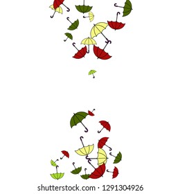 Pretty summer background with umbrellas. Umbrellas In Cartoon Free Style. Pattern Art Illustration Vector
