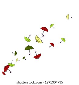 Pretty summer background with umbrellas. Umbrellas In Cartoon Free Style. Pattern Art Illustration Vector
