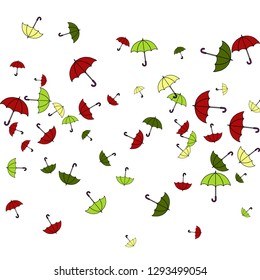 Pretty summer background with umbrellas. Umbrellas In Cartoon Free Style. Pattern Art Illustration Vector
