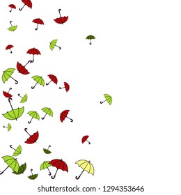 Pretty summer background with umbrellas. Umbrellas In Cartoon Free Style. Pattern Art Illustration Vector
