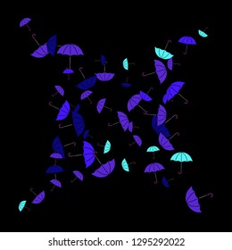 Pretty summer background with umbrellas. Umbrellas In Cartoon Free Style. Pattern Art Illustration Vector
