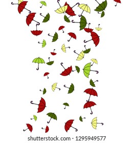 Pretty summer background with umbrellas. Umbrellas In Cartoon Free Style. Pattern Art Illustration Vector
