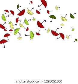 Pretty summer background with umbrellas. Umbrellas In Cartoon Free Style. Pattern Art Illustration Vector

