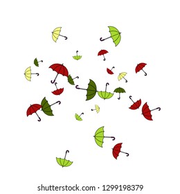 Pretty summer background with umbrellas. Umbrellas In Cartoon Free Style. Pattern Art Illustration Vector
