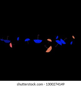 Pretty summer background with umbrellas. Umbrellas In Cartoon Free Style. Pattern Art Illustration Vector
