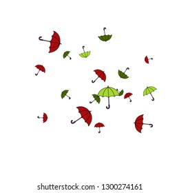 Pretty summer background with umbrellas. Umbrellas In Cartoon Free Style. Pattern Art Illustration Vector
