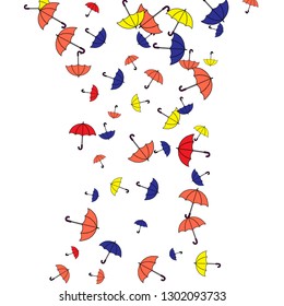 Pretty summer background with umbrellas. Umbrellas In Cartoon Free Style. Pattern Art Illustration Vector