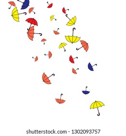 Pretty summer background with umbrellas. Umbrellas In Cartoon Free Style. Pattern Art Illustration Vector