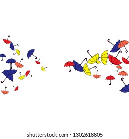 Pretty summer background with umbrellas. Umbrellas In Cartoon Free Style. Pattern Art Illustration Vector
