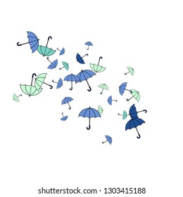 Pretty summer background with umbrellas. Umbrellas In Cartoon Free Style. Pattern Art Illustration Vector