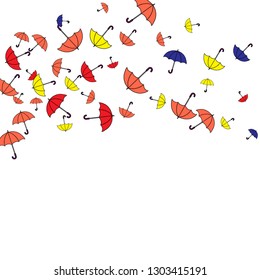 Pretty summer background with umbrellas. Umbrellas In Cartoon Free Style. Pattern Art Illustration Vector