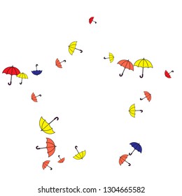 Pretty summer background with umbrellas. Umbrellas In Cartoon Free Style. Pattern Art Illustration Vector