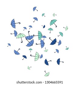 Pretty summer background with umbrellas. Umbrellas In Cartoon Free Style. Pattern Art Illustration Vector