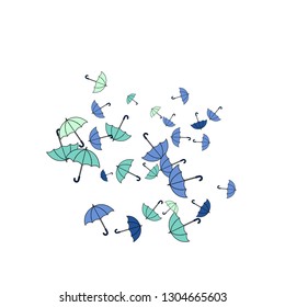 Pretty summer background with umbrellas. Umbrellas In Cartoon Free Style. Pattern Art Illustration Vector