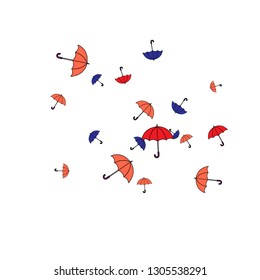 Pretty summer background with umbrellas. Umbrellas In Cartoon Free Style. Pattern Art Illustration Vector