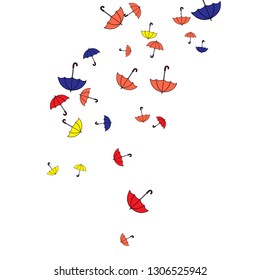 Pretty summer background with umbrellas. Umbrellas In Cartoon Free Style. Pattern Art Illustration Vector