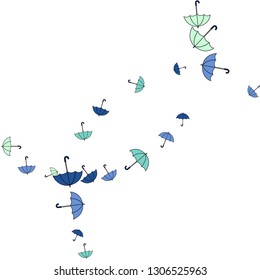 Pretty summer background with umbrellas. Umbrellas In Cartoon Free Style. Pattern Art Illustration Vector