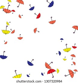 Pretty summer background with umbrellas. Umbrellas In Cartoon Free Style. Pattern Art Illustration Vector
