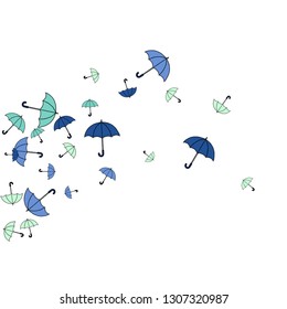 Pretty summer background with umbrellas. Umbrellas In Cartoon Free Style. Pattern Art Illustration Vector