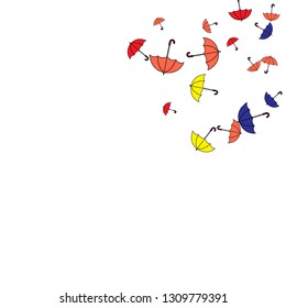 Pretty summer background with umbrellas. Umbrellas In Cartoon Free Style. Pattern Art Illustration Vector