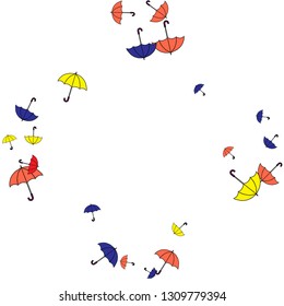 Pretty summer background with umbrellas. Umbrellas In Cartoon Free Style. Pattern Art Illustration Vector