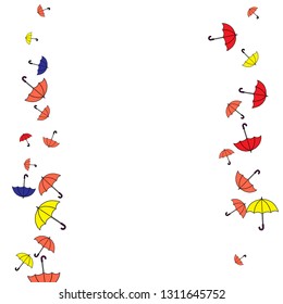 Pretty summer background with umbrellas. Umbrellas In Cartoon Free Style. Pattern Art Illustration Vector