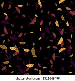 Pretty summer background with umbrellas. Umbrellas In Cartoon Free Style. Pattern Art Illustration Vector