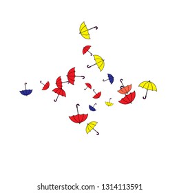 Pretty summer background with umbrellas. Umbrellas In Cartoon Free Style. Pattern Art Illustration Vector
