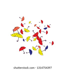 Pretty summer background with umbrellas. Umbrellas In Cartoon Free Style. Pattern Art Illustration Vector
