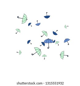 Pretty summer background with umbrellas. Umbrellas In Cartoon Free Style. Pattern Art Illustration Vector
