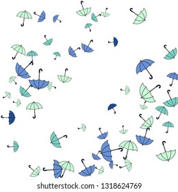 Pretty summer background with umbrellas. Umbrellas In Cartoon Free Style. Pattern Art Illustration Vector
