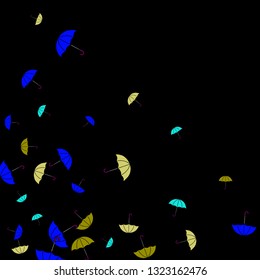 Pretty summer background with umbrellas. Umbrellas In Cartoon Free Style. Pattern Art Illustration Vector
