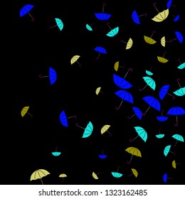 Pretty summer background with umbrellas. Umbrellas In Cartoon Free Style. Pattern Art Illustration Vector
