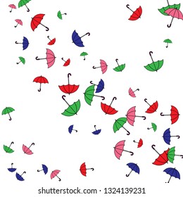 Pretty summer background with umbrellas. Umbrellas In Cartoon Free Style. Pattern Art Illustration Vector
