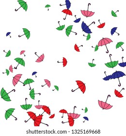 Pretty summer background with umbrellas. Umbrellas In Cartoon Free Style. Pattern Art Illustration Vector
