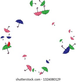 Pretty summer background with umbrellas. Umbrellas In Cartoon Free Style. Pattern Art Illustration Vector
